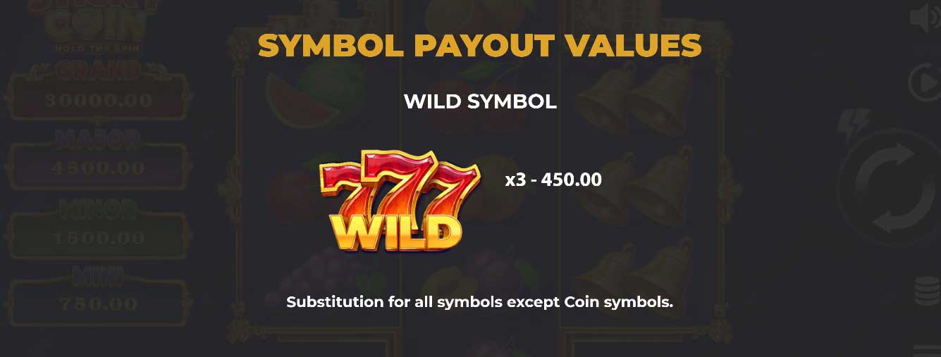 Sticky Coin slot game symbol payout values